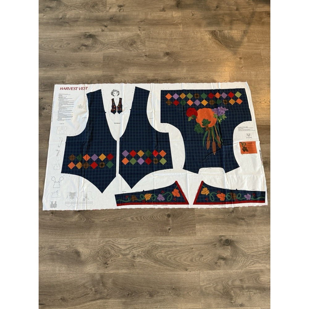 Vintage‎ Dream Spinners VIP Cranston Fabric Panel Harvest Vest Cotton Material